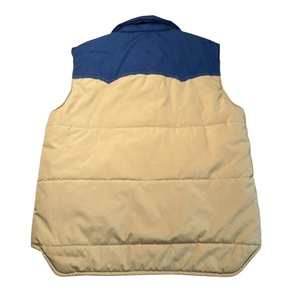 VTG Hudson Puffer Vest Men's Large Blue Tan Rodeo Cowboy Western Yoke 1970s RARE - Picture 12 of 12